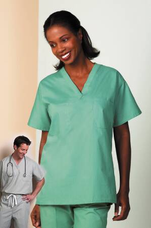 Fashion Seal Uniforms Scrub Shirt Large Jade Green 2 Pockets Short Sleeves Unisex - 6713-L