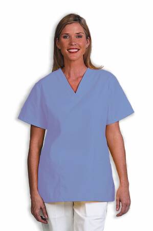 Poplin - Scrub Shirt Large Ceil Blue 2 Pockets Short Sleeve Female - 7347-L