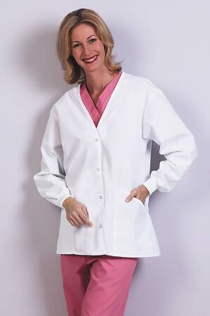 Fashion Seal Uniforms Warm-Up Jacket White Large Long Sleeves Hip Length - 7364-L