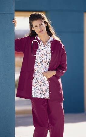 Fashion Seal Uniforms - Warm-Up Jacket Burgundy Medium Hip Length Reusable - 7691-M