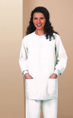Fashion Seal Uniforms - Warm-Up Jacket White Large Hip Length Reusable - 7699-L