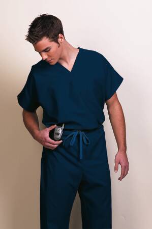 Poplin - Scrub Shirt X-Large Navy Blue 1 Pocket Short Sleeve Unisex - 78744-XL