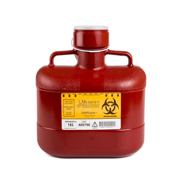 Medegen Medical Products, Container Sharps 6.2Qt Medium Polypropylene Locking Cap Red/Black Ea, 12 Ea/Ca - 182