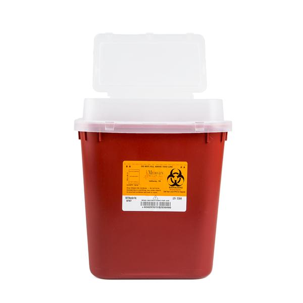 Medegen Medical Products, Container Sharps 2Gal Large Polypropylene Red/Black Ea, 10 Ea/Ca - 8707