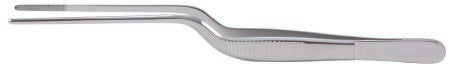 Miltex - Dressing Forceps Lucae 5-1/2 Inch Length OR Grade German Stainless Steel NonSterile NonLocking Bayonet Handle Straight Serrated Jaws / 0.6 mm Wide - 19-370