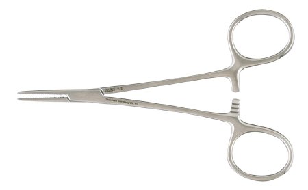 Miltex Miltex Hemostatic Forceps Halsted-Mosquito 5 Inch OR Grade Stainless Steel (German) NonSterile Ratchet Lock Finger Ring Handle Straight Serrated Tips - 43654
