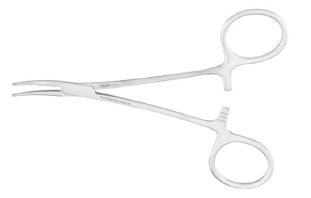 Miltex Miltex Hemostatic Forceps Halsted-Mosquito 5 Inch OR Grade Stainless Steel (German) NonSterile Ratchet Lock Finger Ring Handle Curved Serrated Tips - 43650