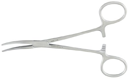 Miltex Miltex Hemostatic Forceps Kelly 5-1/2 Inch OR Grade Stainless Steel (German) NonSterile Ratchet Lock Finger Ring Handle Curved Serrated Tip - 14062