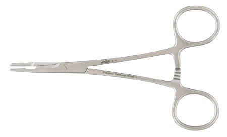 Miltex Needle Holder 5-1/2 Inch Serrated Jaws Finger Ring Handle - 14824