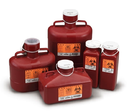 Medegen Medical Products LLC SharpStainer Sharps Container 1-Piece 15 H X 10 W X 6 D Inch 10 Quart Red Vertical Entry Lid - 180