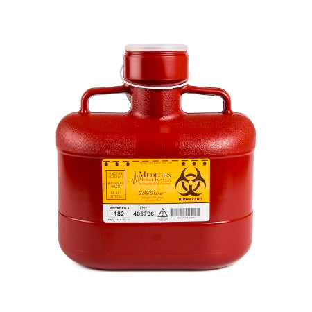 Medegen Medical Products LLC SharpStainer Sharps Container 1-Piece 11 H X 10 W X 6 D Inch 6.2 Quart Red Vertical Entry Lid - 182