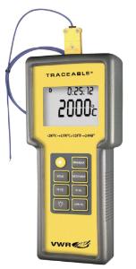 VWR - Digital Total-Range Thermometer with Alarm Fahrenheit / Celsius -328° to +2498°F (-200° to +1370°C) Stainless Steel Probe Battery Operated - 23609-232