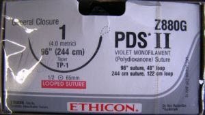 J & J Healthcare Systems PDS II Suture with Needle Absorbable Uncoated Violet Suture Monofilament Polydioxanone Size 1 48 Inch Suture 1-Needle 65 mm Length 1/2 Circle Taper Point Needle - Z880G