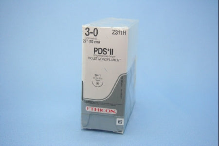 J & J Healthcare Systems PDS II Suture with Needle Absorbable Uncoated Violet Suture Monofilament Polydioxanone Size 3-0 27 Inch Suture 1-Needle 22 mm Length 1/2 Circle Taper Point Needle - Z311H