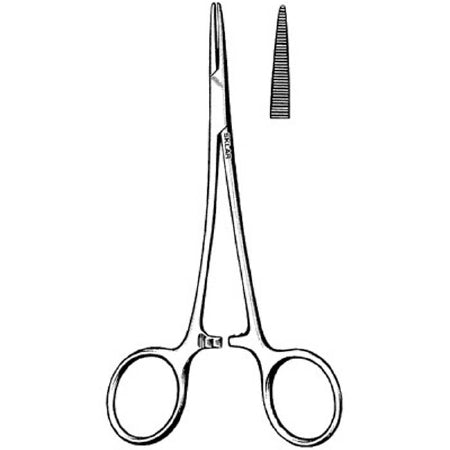 Sklar Hemostatic Forceps Thompson-Mosquito 5 Inch Surgical Grade Stainless Steel NonSterile Ratchet Lock Finger Ring Handle Straight Serrated Tip - 22-3047