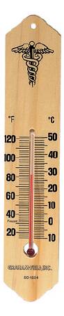 Graham-Field Wall / Room Thermometer Fahrenheit / Celsius 14° to 122°F (-10° to +58°C) Without External Probe Wall Mount Does Not Require Power - 1534