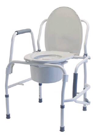 Graham-Field Lumex Commode Chair Drop Arm Steel Frame Removable Back 18-3/4 to 22-3/4 Inch Height - 6433A