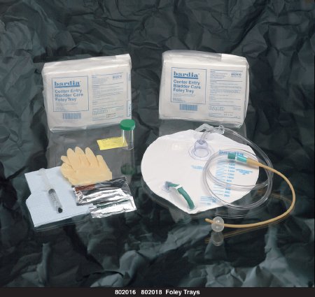 Bardia - Indwelling Catheter Tray Foley 18 Fr. 5 cc Balloon Silicone Elastomer Coated Latex - 802018