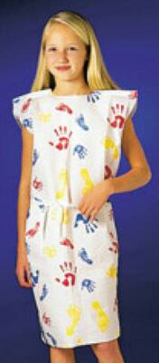 Graham Medical Products Patient Exam Gown Pediatric NonSterile Kid Design (Hand and Foot Print) - 37235