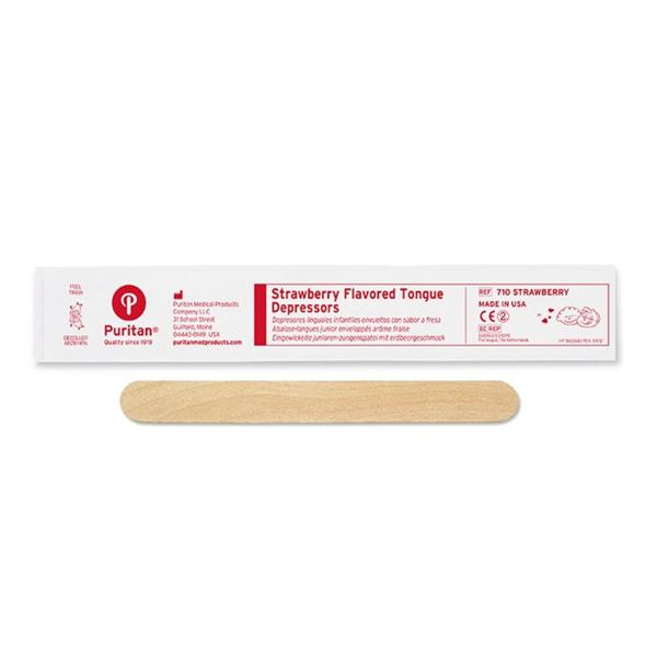 Puritan Medical Products Tongue Blade Wood Non Sterile Junior 50/Bx, 20 Bx/Ca - 710 STRAWBERRY