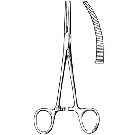 Sklar - Hemostatic Forceps Crile 5-1/2 Inch Length Surgical Grade Stainless Steel NonSterile Ratchet Lock Finger Ring Handle Curved Serrated Tip - 17-3155