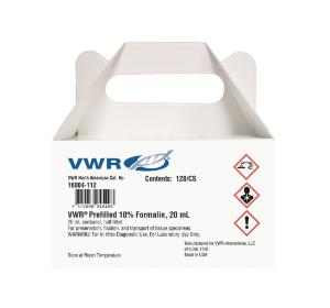 VWR - Prefilled Formalin Container 60 mL Fill in 120 mL (4 oz.) Screw Cap Biohazard Symbol / Warning Label NonSterile - 16004-121