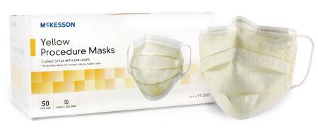 McKesson McKesson Procedure Mask Pleated Earloops One Size Fits Most Yellow - 91-2001