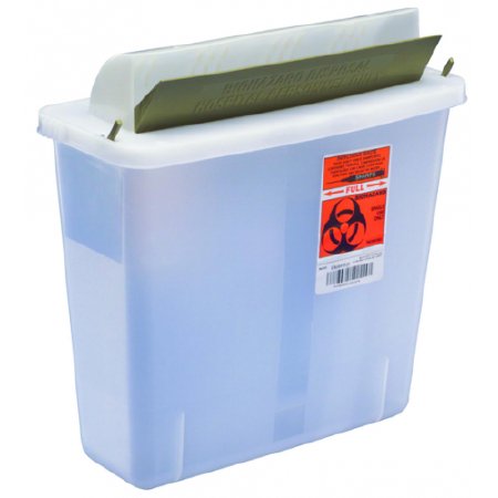 Cardinal In-Room Sharps Container 1-Piece 11 H X 10-3/4 W X 4-3/4 D Inch 5 Quart Translucent Horizontal Entry Lid - 85121