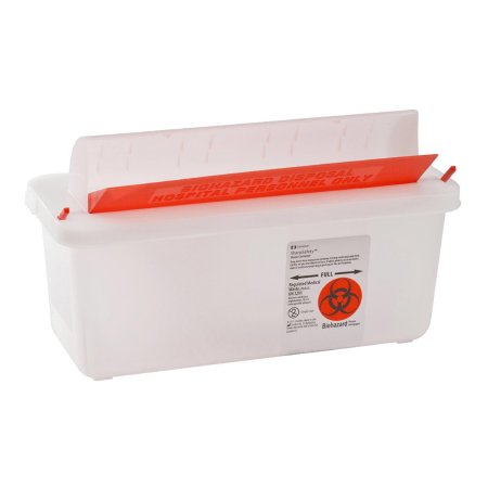 In-Room - Sharps Container 11 H X 10-3/4 W X 4-3/4 D Inch 1.25 Gallon Translucent Base / Translucent Lid Horizontal Entry Flap Lid - 85121