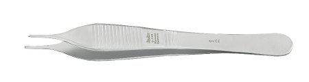 Miltex Miltex Tissue Forceps Adson 4-3/4 Inch OR Grade Stainless Steel (German) NonSterile NonLocking Thumb Handle Straight Delicate Serrated Tips w/1 X 2 Teeth - 6-120