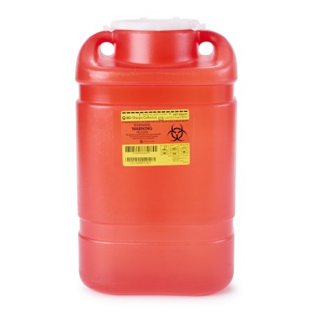 BD - Sharps Container 18 H X 7-1/2 W X 10-1/2 D Inch 5 Gallon Red Base / White Lid Vertical Entry Hinged Snap On Lid - 305477