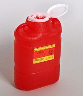 Becton Dickinson Sharps Container 1-Piece 13-1/4 H X 9 W X 5-1/4 D Inch 8.2 Quart Red Funnel Lid - 305490
