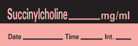 Precision Dynamics TimeMed Pre-Printed Label Timemed Anesthesia Label Succinylcholine Fluorescent Red 1-1/2 X 1/2 Inch - AN-20
