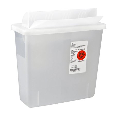 In-Room - Sharps Container 11 H X 10-3/4 W X 4-3/4 D Inch 1.25 Gallon Translucent Base / Translucent Lid Horizontal Entry Flap Lid - 851201