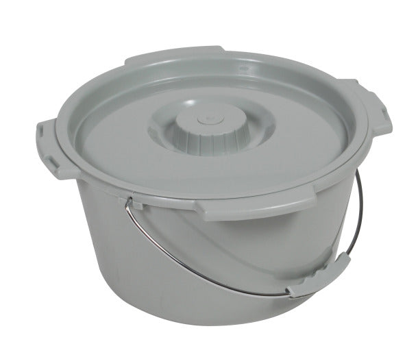 Drive Medical Commode Bucket with Metal Handle and Cover, 7.5 Quart