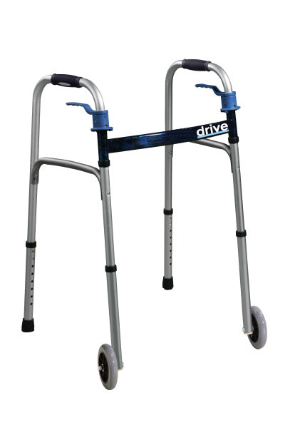 Drive Medical Deluxe, Trigger Release Folding Walker with 5" Wheels