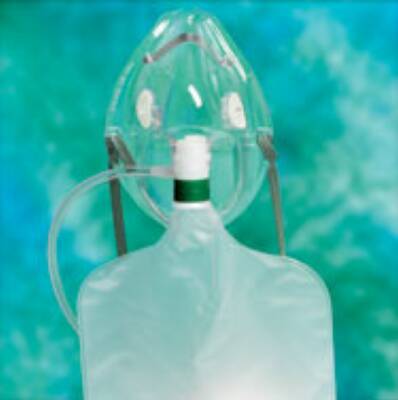 Teleflex Medical NonRebreather Oxygen Mask Elongated Style Adult User One Size Fits Most Adjustable Elastic Head Strap - 1069