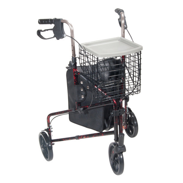 Drive Medical Deluxe 3 Wheel Aluminum Rollator, 7.5" Casters
