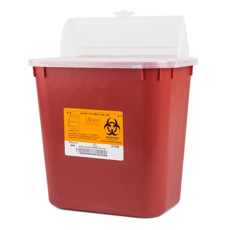Sharps - Container 9-1/2 H X 10 W X 7 D Inch 2 Gallon Red Base / Translucent Lid Horizontal Entry Hinged Snap On Lid - 8704