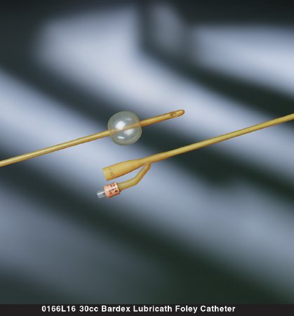 Bard Bardex Lubricath Foley Catheter 2-Way Standard Tip 30 cc Balloon 20 Fr. Hydrophilic Polymer Coated Latex - 0166L20