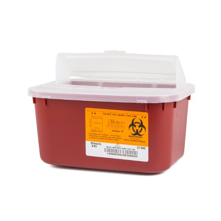 Sharps - Container 5 H X 10 W X 7 D Inch 1 Gallon Red Base / Translucent Lid Horizontal Entry Hinged Snap On Lid - 8703