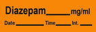 Timemed - Drug Label Anesthesia Label Tape Diazepam_mg/mL Date_Time_Int Orange 1/2 X 1-1/2 Inch - AN-3