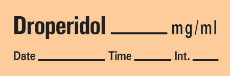 Precision Dynamics TimeMed Pre-Printed Label Timemed Anesthesia Label Droperidol Salmon 1-1/2 X 1/2 Inch - AN-4