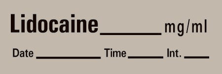 Precision Dynamics TimeMed Pre-Printed Label Timemed Anesthesia Label Lidocaine Gray 1-1/2 X 1/2 Inch - AN-11
