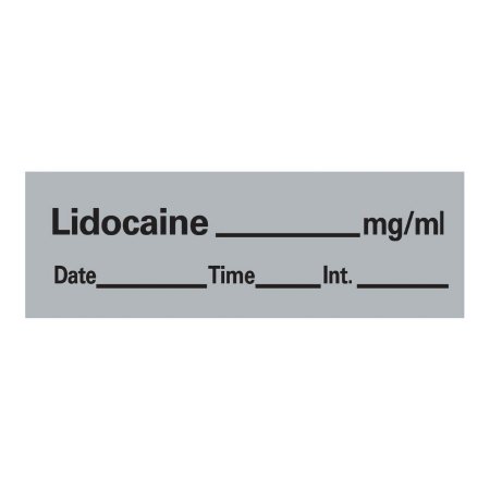 Timemed - Drug Label Anesthesia Label Tape Lidocaine_mg/mL Date_Time_Int Gray 1/2 X 1-1/2 Inch - AN-11