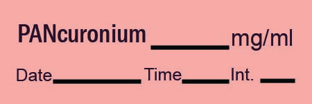 Precision Dynamics TimeMed Pre-Printed Label Timemed Anesthesia Label PANcuronium Fluorescent Red 1-1/2 X 1/2 Inch - AN-18
