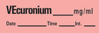 Precision Dynamics TimeMed Pre-Printed Label Timemed Anesthesia Label Vecuronium Fluorescent Red 1-1/2 X 1/2 Inch - AN-103