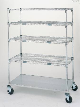 Intermetro Industries Super Adjustable 2 Super Erecta Exchange Cart Chrome Plated 24 X 60 X 69 Inch 5 Shelves Silver - ECN56CA