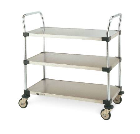 Intermetro Industries MW200 Series Utility Cart Stainless Steel 18 X 36 X 38 Inch 3 Shelves Silver - W205