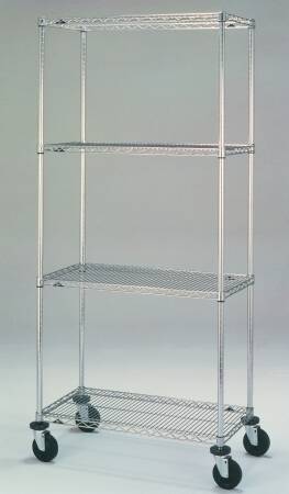 Intermetro Industries Super Erecta Utility Cart Chrome 24 X 36 X 69 Inch 3 Shelves Silver - N536EC
